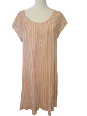 Lauren Ralph Lauren pink striped cotton peasant dress like new size M